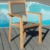 Fauteuil de jardin en teck et textilène taupe (lot de 2) SUMMER