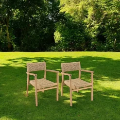 Fauteuil de jardin en teck tressage motif losanges (lot de 2) SUMMER