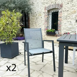 Fauteuil de jardin gris anthracite en aluminium (lot de 2) OSLO