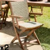 Fauteuil de jardin pliant acacia rotin synthétique BAHIA (lot de 2)