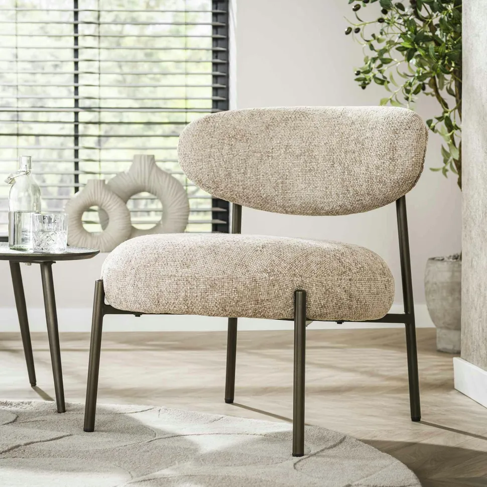 Fauteuil de salon confortable – tissu chenille brun CREEK
