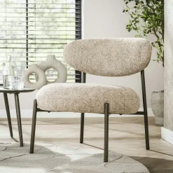 Fauteuil de salon confortable – tissu chenille sable CREEK