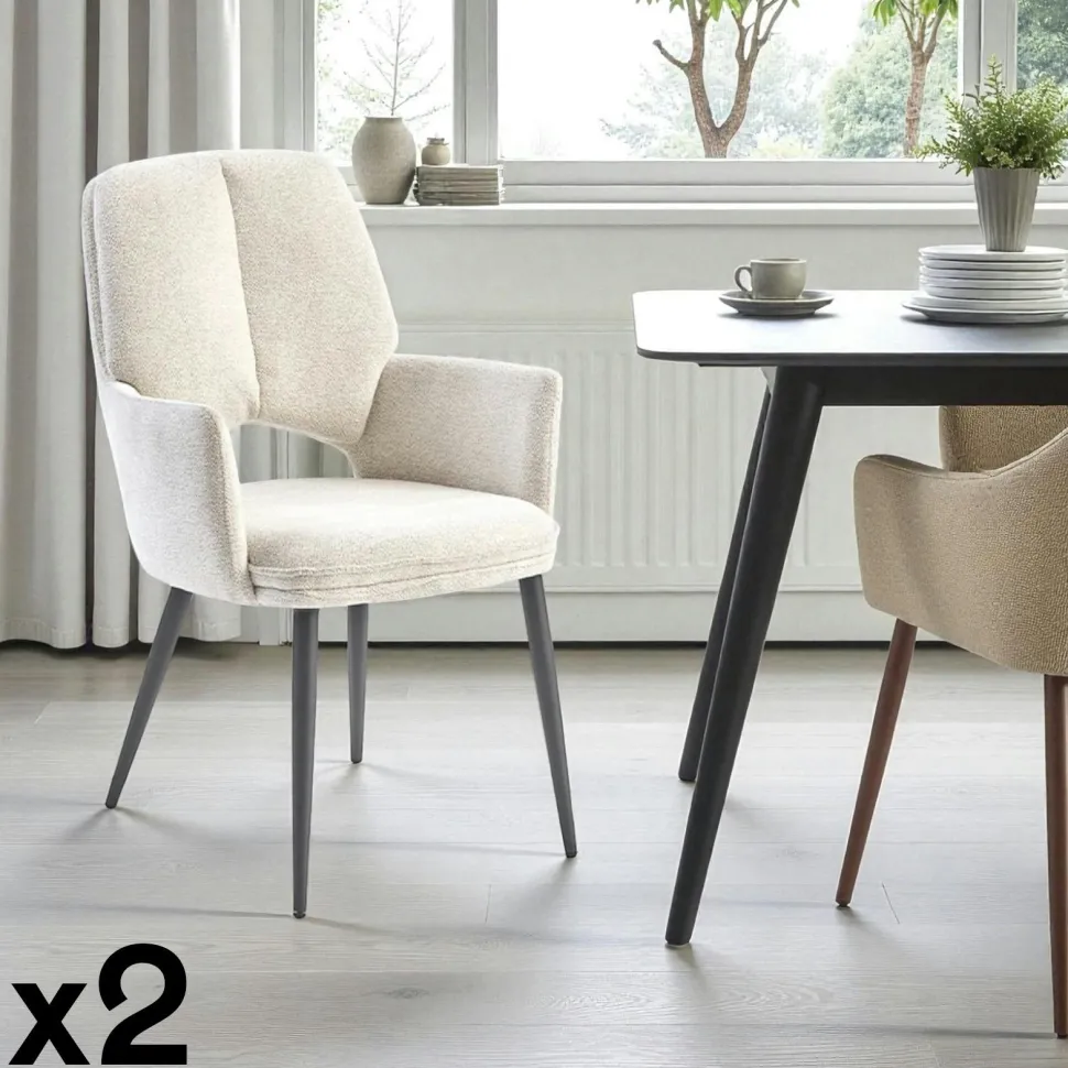 Fauteuil de table beige à dossier ouvert (lot de 2) LIGURIE