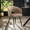 Fauteuil de table beige en bouclette style design (lot de 2) GALWAY