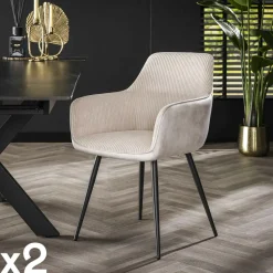 Fauteuil de table beige sable bi-matière (lot de 2) GALWAY