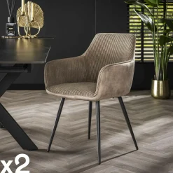 Fauteuil de table blanc gris bi-matière (lot de 2) GALWAY