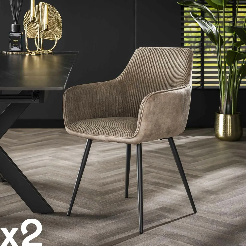 Fauteuil de table blanc gris bi-matière (lot de 2) GALWAY