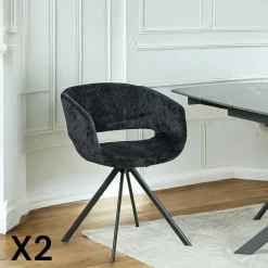 Fauteuil de table contemporain velours doré (lot de 2) FLORENCE