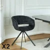 Fauteuil de table contemporain velours noir (lot de 2) FLORENCE