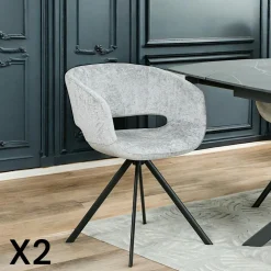 Fauteuil de table contemporain velours noir (lot de 2) FLORENCE