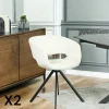 Fauteuil de table contemporain velours ecru (lot de 2) FLORENCE