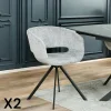 Fauteuil de table contemporain velours gris (lot de 2) FLORENCE