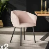 Fauteuil de table en bouclette rose (lot de 2) GALWAY