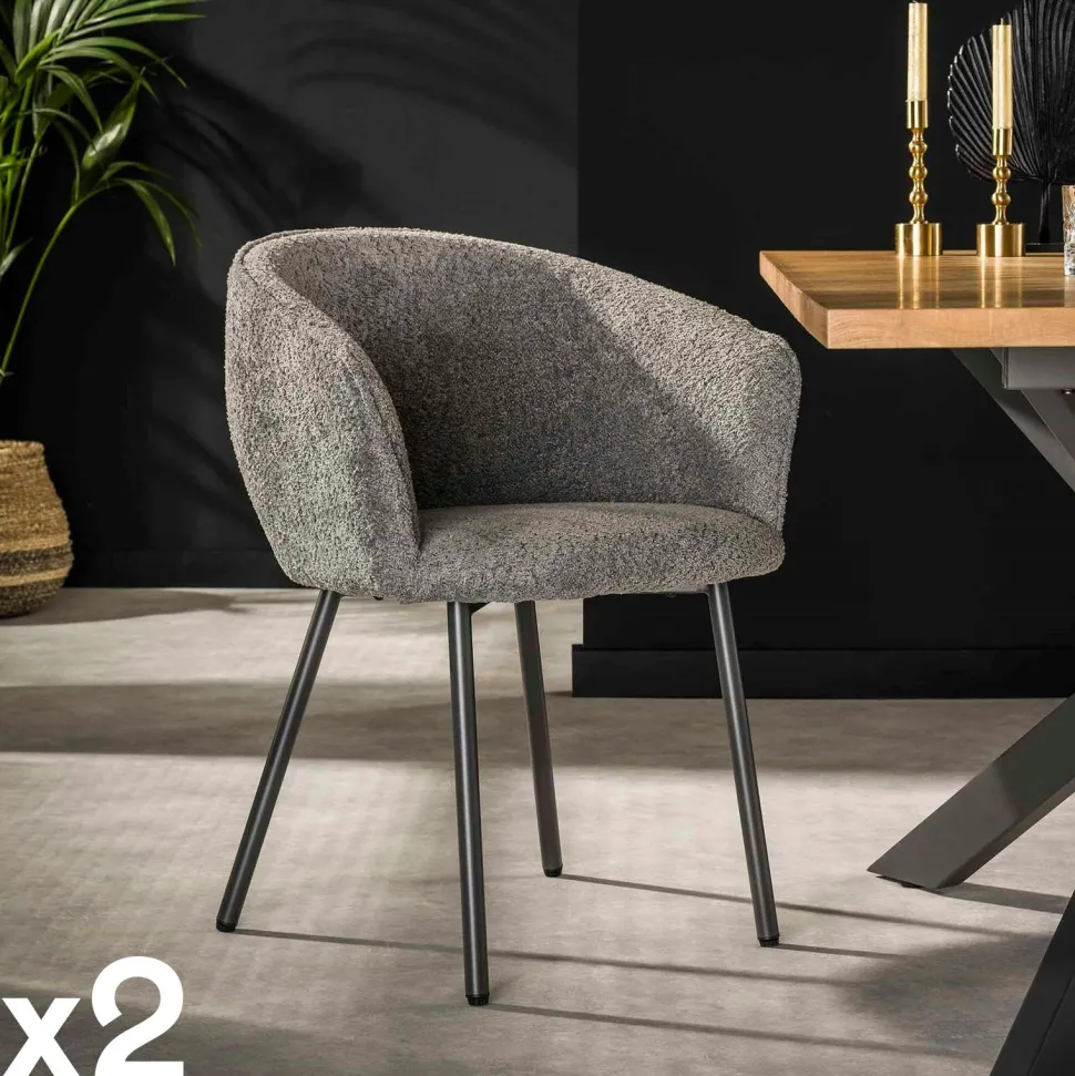 Fauteuil de table en bouclette rose (lot de 2) GALWAY