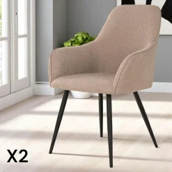 Fauteuil de table en bouclette beige (lot de 2) SAVONE