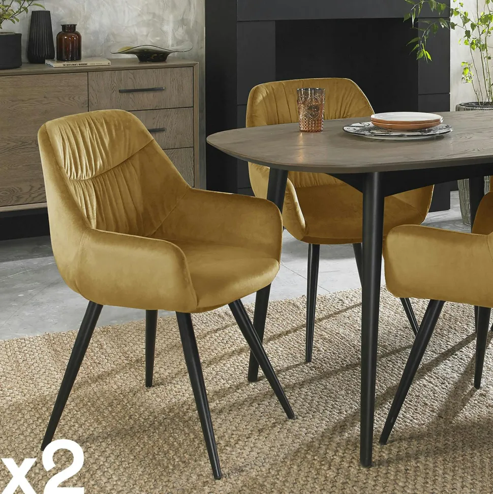 Fauteuil de table en velours moutarde (lot de 2) ARLINGTON