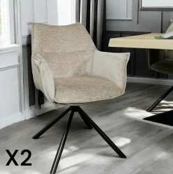 Fauteuil de table en velours taupe avec retour (lot de 2) PALERME