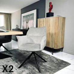 Fauteuil de table en velours gris avec retour (lot de 2) PALERME