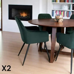 Fauteuil de table en velours vert (lot de 2) SAVONE