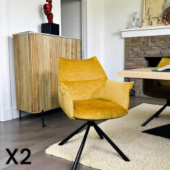 Fauteuil de table en velours doré avec retour (lot de 2) PALERME