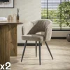 Fauteuil de table en velours tissé sable avec dossier ouvert (lot de 2) GALWAY
