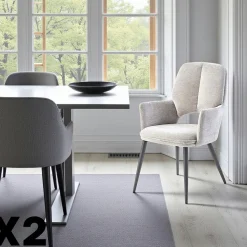 Fauteuil de table gris à dossier ouvert (lot de 2) LIGURIE