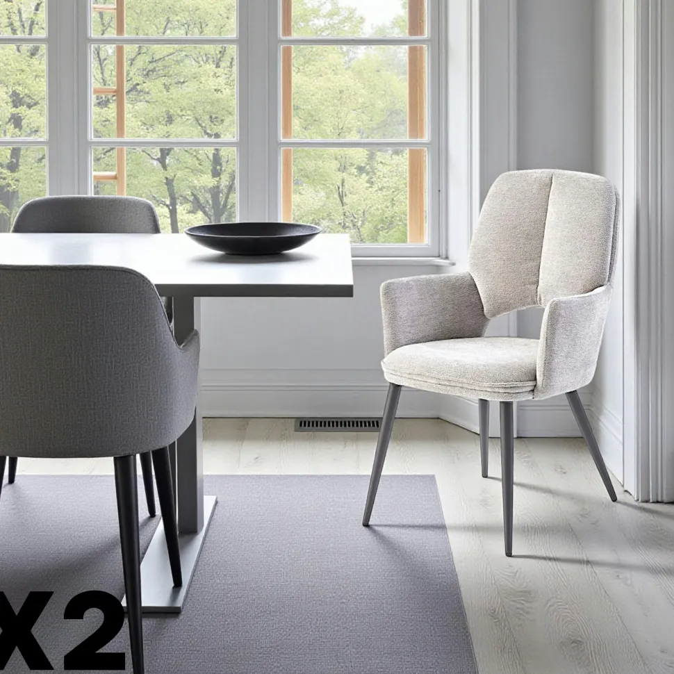 Fauteuil de table gris à dossier ouvert (lot de 2) LIGURIE
