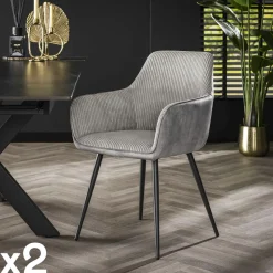 Fauteuil de table gris bi-matière (lot de 2) GALWAY