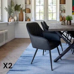 Fauteuil de table gris foncé vintage (lot de 2) SAVONE