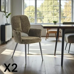 Fauteuil de table gris foncé à dossier ouvert (lot de 2) LIGURIE