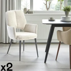 Fauteuil de table gris foncé à dossier ouvert (lot de 2) LIGURIE
