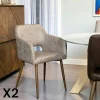 Fauteuil de table gris taupe (lot de 2)
