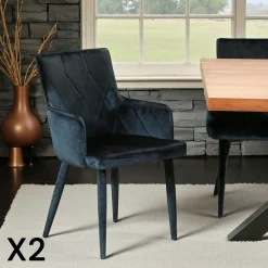 Fauteuil de table moderne en velours gris (lot de 2) HAWAI