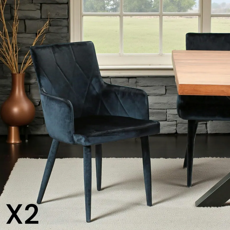 Fauteuil de table moderne en velours gris (lot de 2) HAWAI