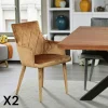 Fauteuil de table moderne en velours doré (lot de 2) HAWAI