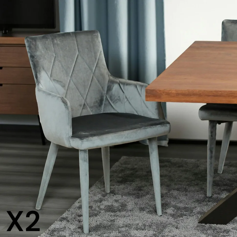 Fauteuil de table moderne en velours doré (lot de 2) HAWAI
