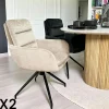 Fauteuil de table pivotant en velours taupe (lot de 2) PALERME