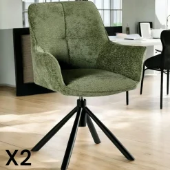Fauteuil de table pivotant tissu vert (lot de 2) IENA