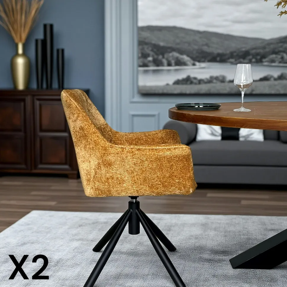 Fauteuil de table pivotant tissu vert (lot de 2) IENA