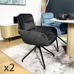 Fauteuil de table pivotant en velours gris (lot de 2) PALERME