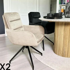 Fauteuil de table pivotant en velours gris (lot de 2) PALERME