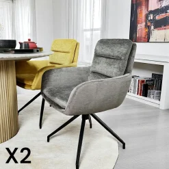 Fauteuil de table pivotant en velours bleu (lot de 2) PALERME