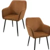 Fauteuil de table tissu cotelé brun (lot de 2) MALMOE