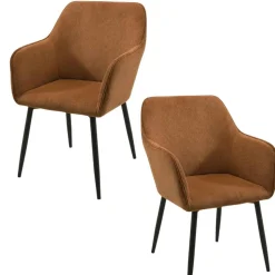 Fauteuil de table tissu cotelé brun (lot de 2) MALMOE