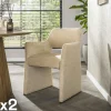 Fauteuil design beige sable à dossier ouvert (lot de 2) CREEK