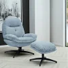Fauteuil détente bleu acier pivotant avec repose-pieds IENA