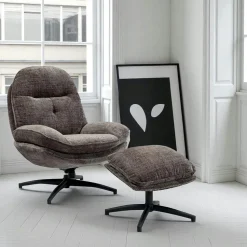 Fauteuil détente gris pivotant avec repose-pieds IENA