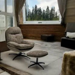 Fauteuil détente gris pivotant avec repose-pieds IENA
