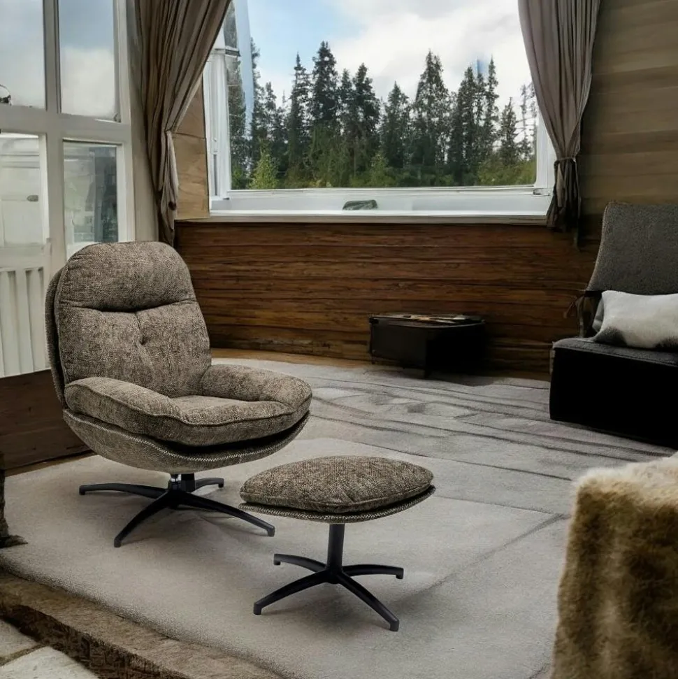 Fauteuil détente gris pivotant avec repose-pieds IENA
