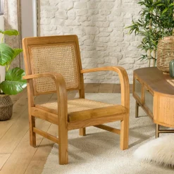 Fauteuil en rotin et bois DIKA